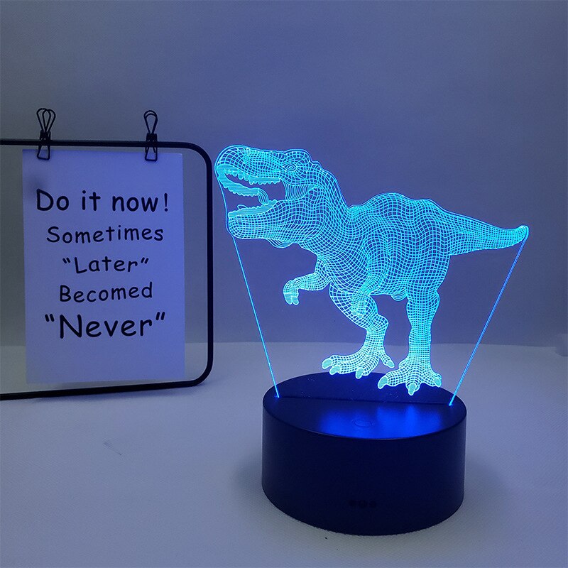 Dino-mite 3D Night Light: Touch Remote Control Desk Lamp with 7/16 Color Options for Kids' Room Decor and Perfect Birthday or Christmas Gift