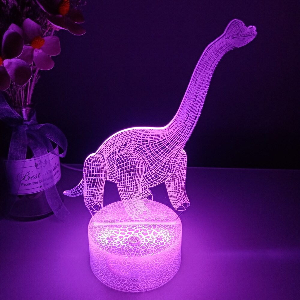 Dino-mite 3D Night Light: Touch Remote Control Desk Lamp with 7/16 Color Options for Kids' Room Decor and Perfect Birthday or Christmas Gift