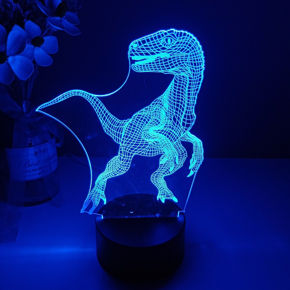 Dino-mite 3D Night Light: Touch Remote Control Desk Lamp with 7/16 Color Options for Kids' Room Decor and Perfect Birthday or Christmas Gift