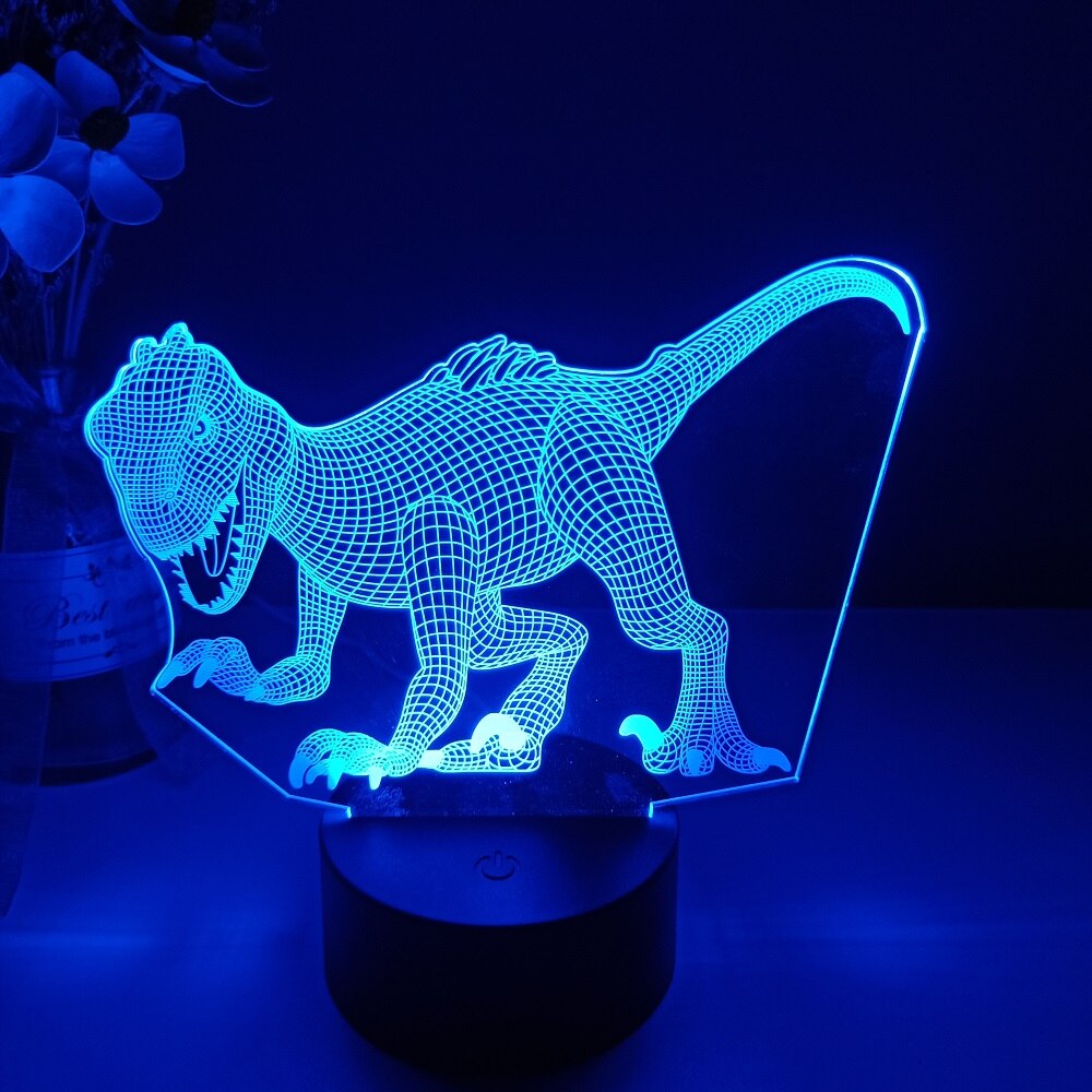 Dino-mite 3D Night Light: Touch Remote Control Desk Lamp with 7/16 Color Options for Kids' Room Decor and Perfect Birthday or Christmas Gift
