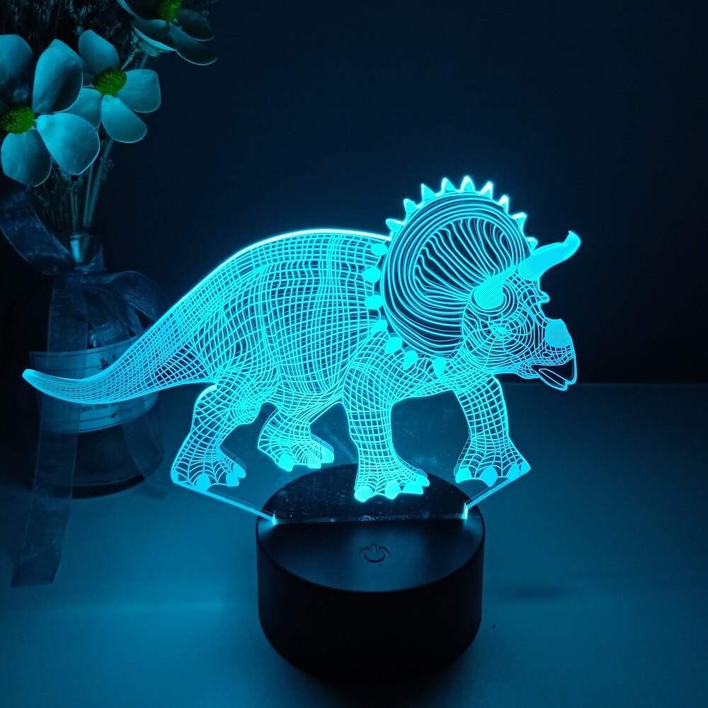 Dino-mite 3D Night Light: Touch Remote Control Desk Lamp with 7/16 Color Options for Kids' Room Decor and Perfect Birthday or Christmas Gift