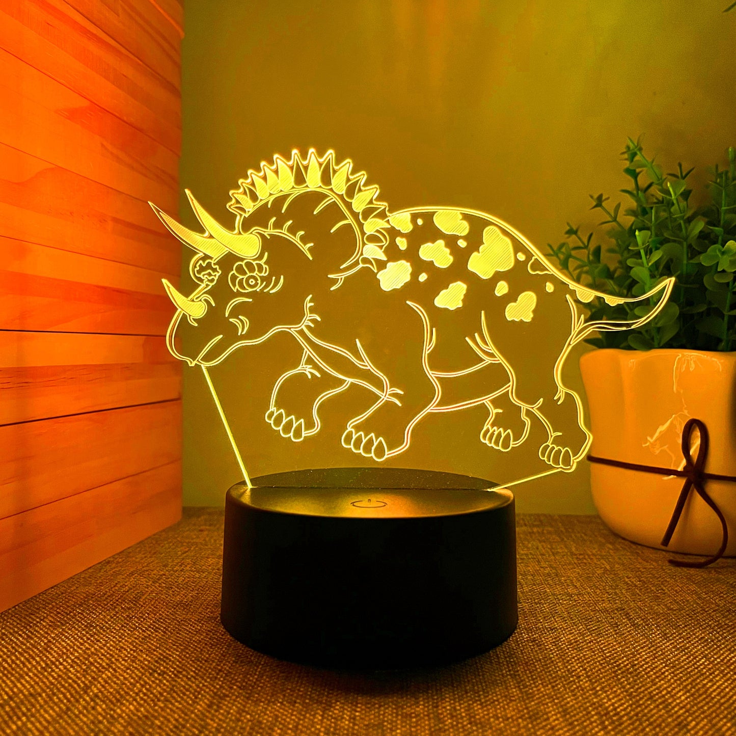 Dino-mite 3D Night Light: Touch Remote Control Desk Lamp with 7/16 Color Options for Kids' Room Decor and Perfect Birthday or Christmas Gift