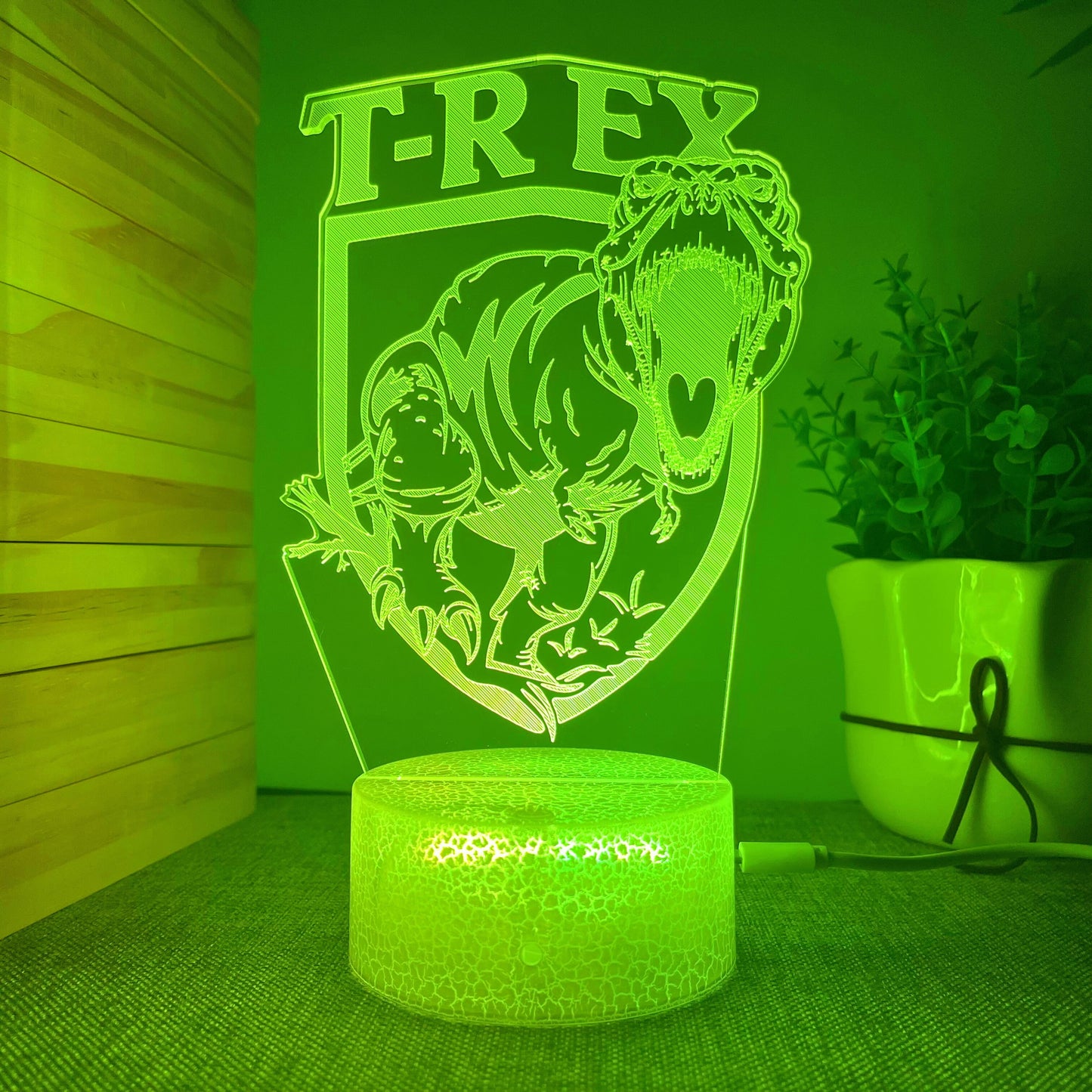 Dino-mite 3D Night Light: Touch Remote Control Desk Lamp with 7/16 Color Options for Kids' Room Decor and Perfect Birthday or Christmas Gift