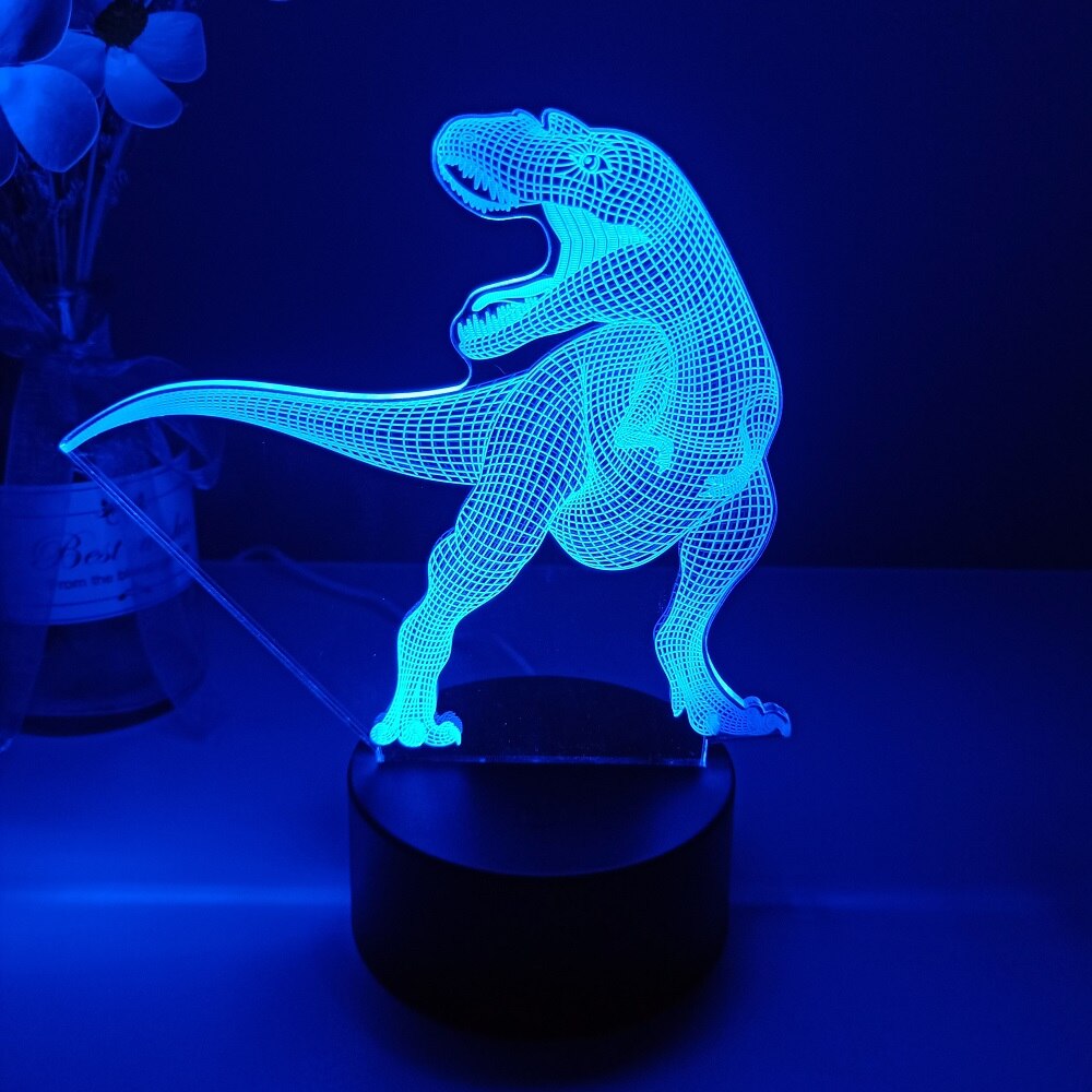 Dino-mite 3D Night Light: Touch Remote Control Desk Lamp with 7/16 Color Options for Kids' Room Decor and Perfect Birthday or Christmas Gift