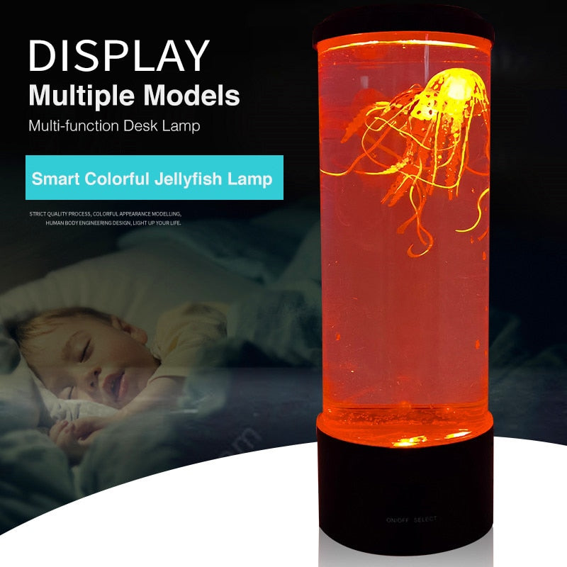 LED Remote Control Fantasy Jellyfish Lamp USB/Battery Powered Color Ch ...