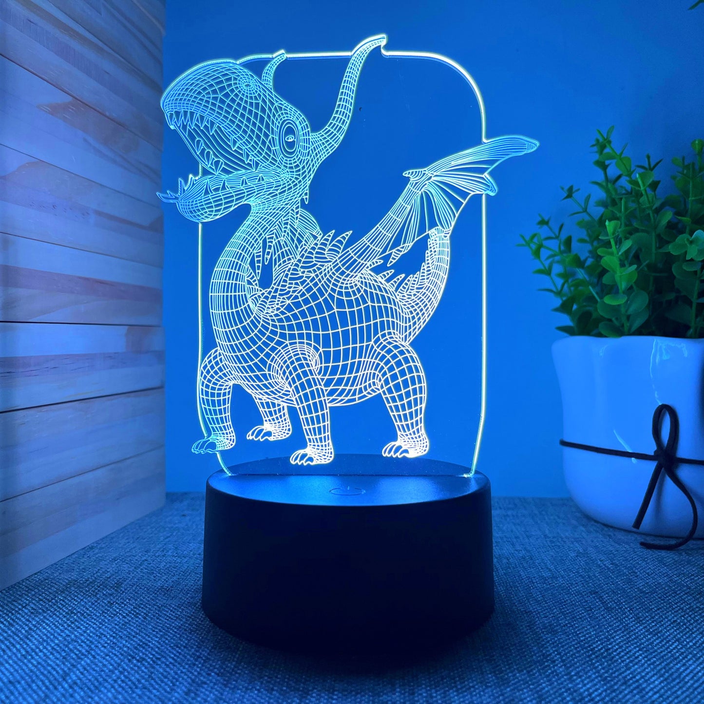 Dino-mite 3D Night Light: Touch Remote Control Desk Lamp with 7/16 Color Options for Kids' Room Decor and Perfect Birthday or Christmas Gift