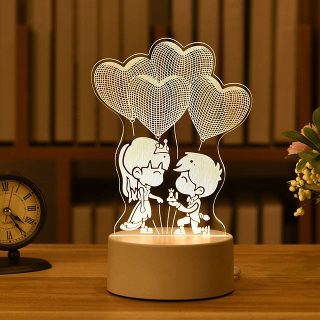 3D Acrylic LED Lamp Romantic Love Night Light for Home